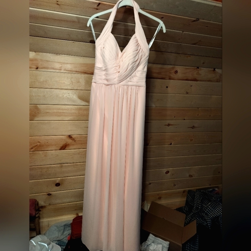 Bill Levkoff Light Pink Halter Bridesmaids Dress size 6, fits between size 4-6